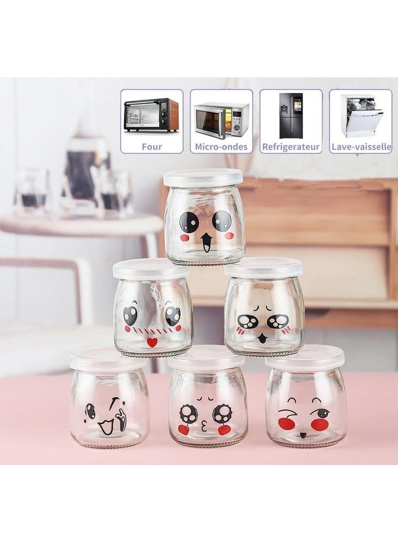 أكواب زجاجية لحفظ الطعام، مصنوعة من الزجاج، مجموعة من 6 قطع، سعة 200 مل - Image 4